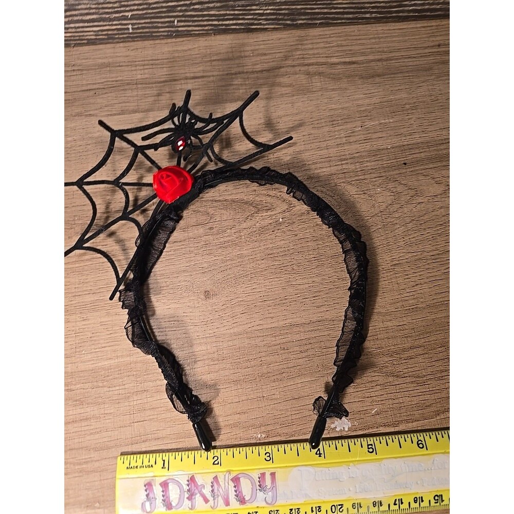 NEW SPIDER RED RUBY Headband Halloween Costume Bows Roses Lace Spiderwebs